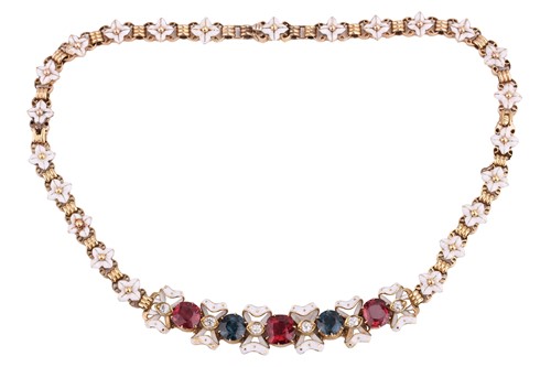 Lot 146 - A late Victorian gem-set, diamond and white...