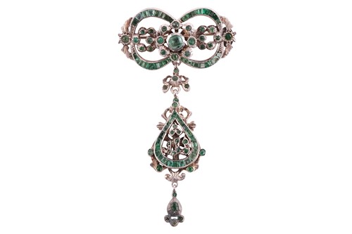 Lot 131 - An Islamic emerald-set brooch, possibly Austro-...
