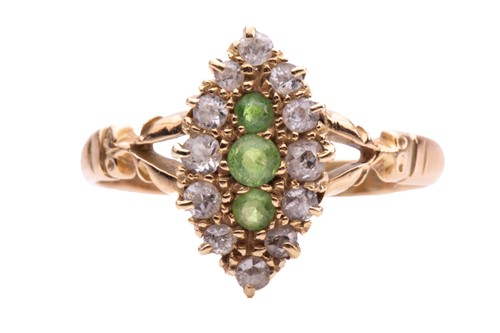 Lot 2 - A Victorian demantoid garnet and diamond ring,...