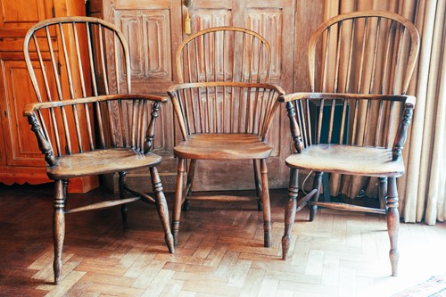 Lot 60 - Two similar ash and elm Windsor armchairs,...
