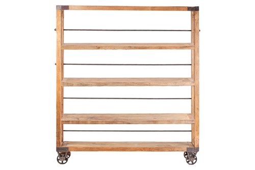Lot 184 - A large industrial style open bookcase,...