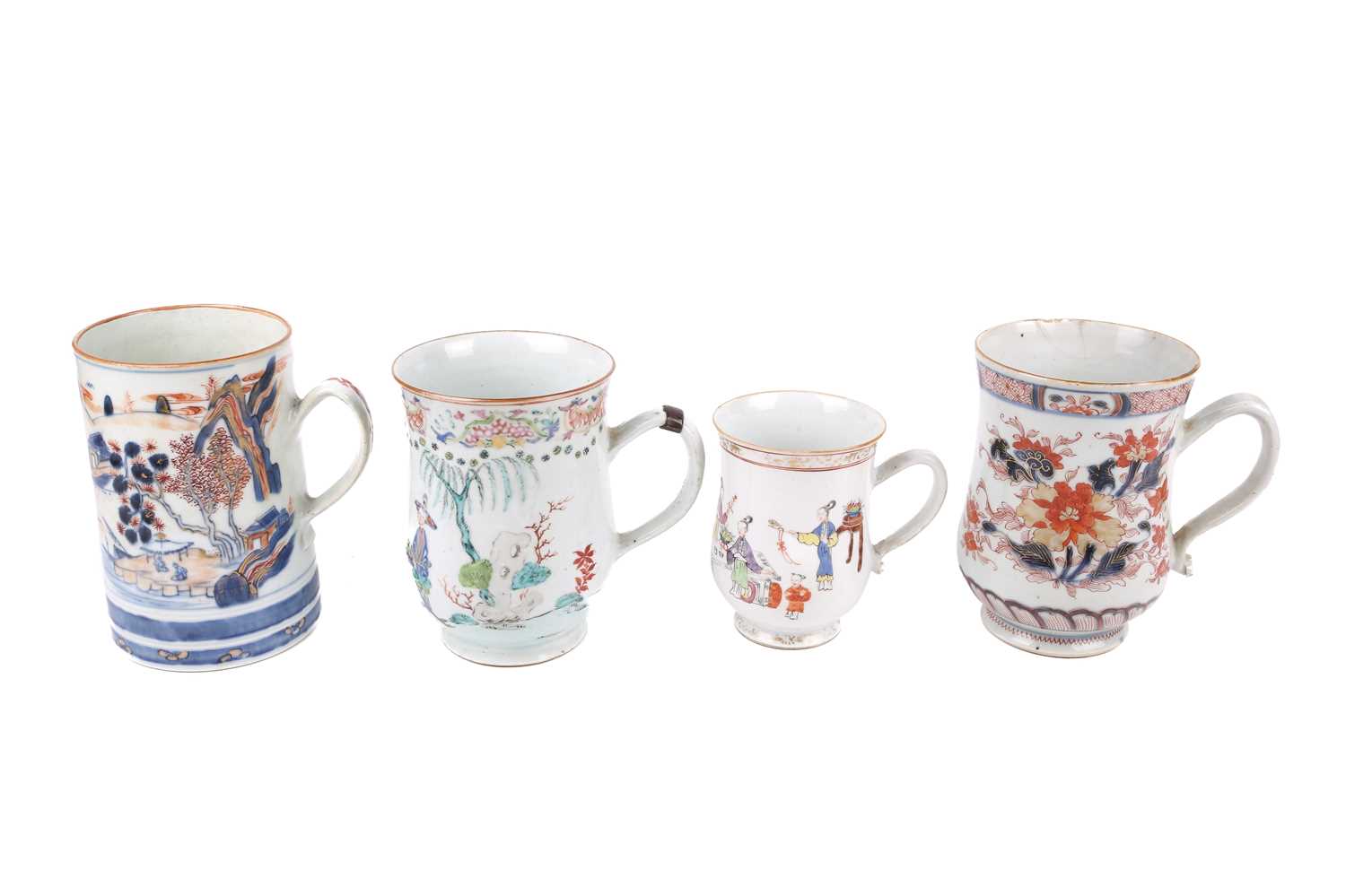 Lot 129 - A Chinese "Imari" porcelain quart tankard,...