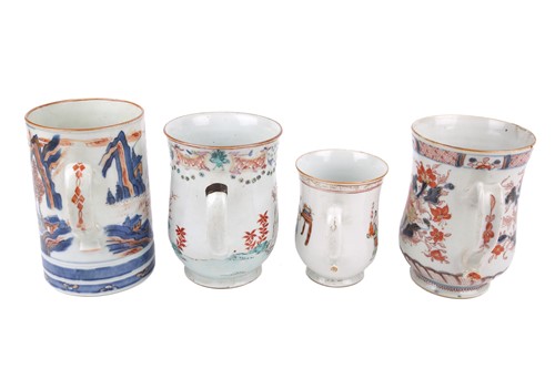 Lot 129 - A Chinese "Imari" porcelain quart tankard,...