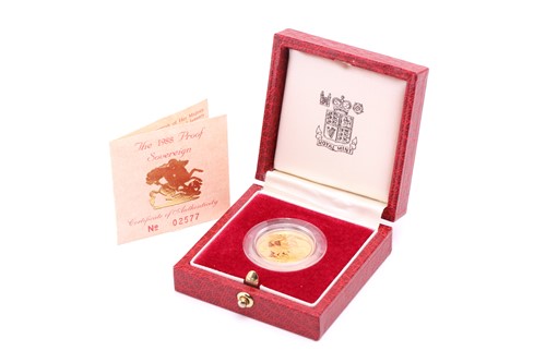 Lot 310 - An Elizabeth II 1988 proof sovereign,...