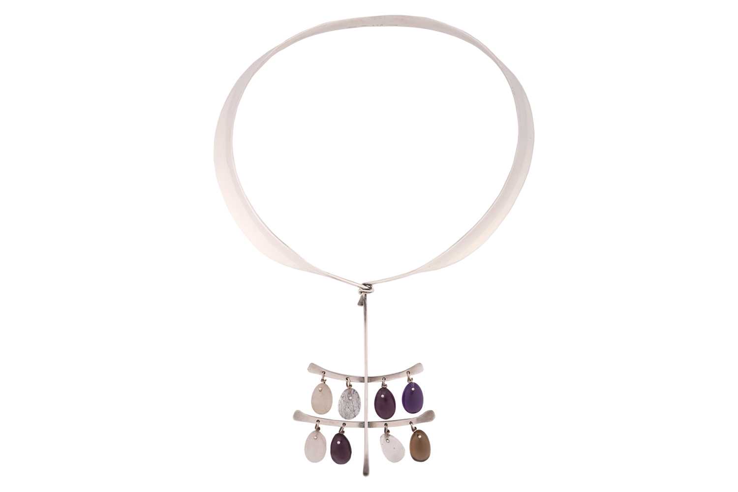 Lot 265 - Georg Jensen - 'Neck Ring' with quartz...