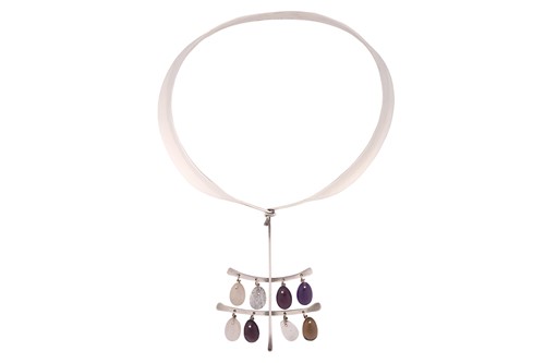 Lot 265 - Georg Jensen - 'Neck Ring' with quartz...