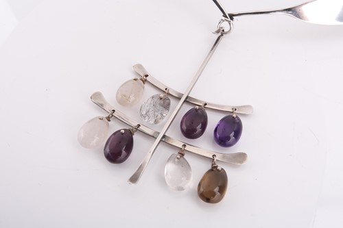 Lot 265 - Georg Jensen - 'Neck Ring' with quartz...