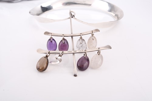 Lot 265 - Georg Jensen - 'Neck Ring' with quartz...