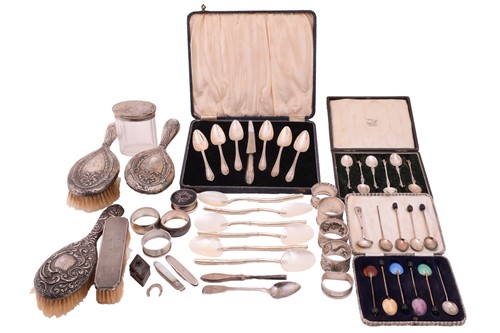 Lot 573 - A mixed collection of silver including three...