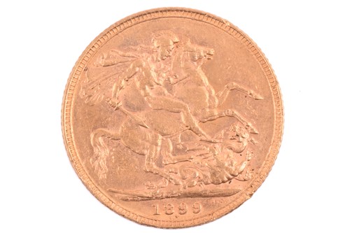 Lot 394 - An 1899 Queen Victoria full sovereign, old...