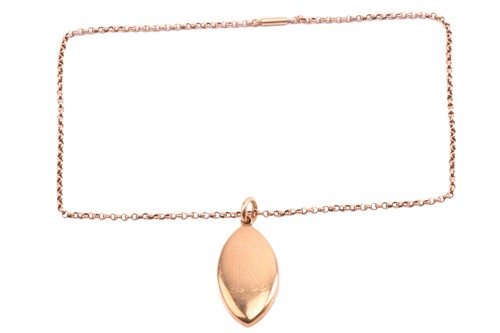 Lot 179 - A Victorian navette shape locket with engraved...
