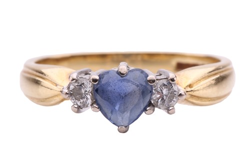 Lot 154 - A heart sapphire and diamond dress ring in...