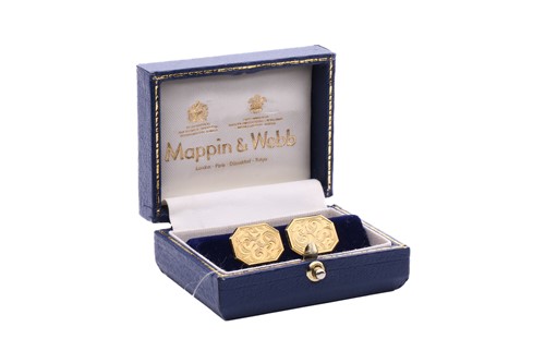 Lot 36 - A pair of 9ct yellow gold Mappin and Webb...
