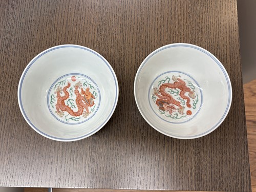 Lot 146 - A matched pair of Chinese "Dragon and Phoenix"...