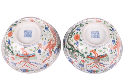 Lot 146 - A matched pair of Chinese "Dragon and Phoenix"...