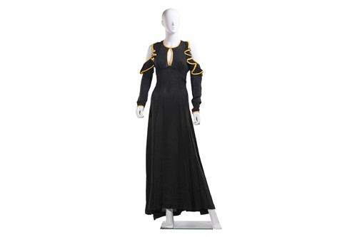 Lot 354 - Ossie Clark - a black moss crepe full-length...