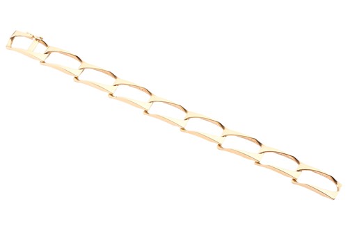 Lot 208 - A modernist geometric link bracelet, with nine...
