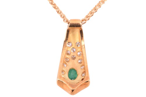 Lot 42 - An emerald and diamond pendant on chain and a...