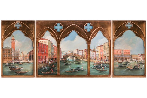 Lot 21 - E. Melis (twentieth century), A triptych of...