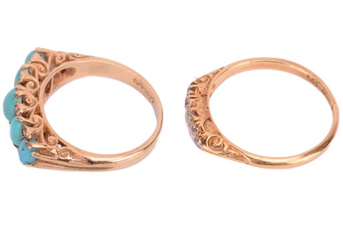 Lot 81 - Two gem-set half hoop rings; the first is a...