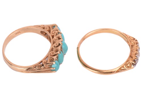 Lot 81 - Two gem-set half hoop rings; the first is a...