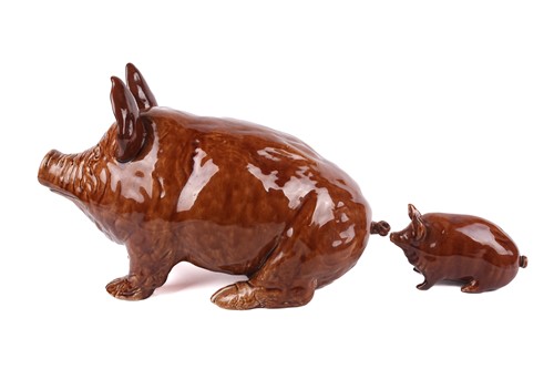 Lot 279 - A large Wemyss Ware pig, naturalistically...