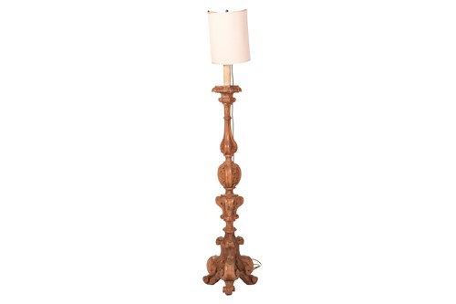 Lot 200 - An Italian-carved walnut altar candlestand now...
