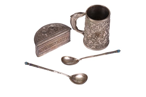 Lot 130 - A 19th-century South Burmese silver crescent...