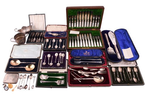 Lot 550 - A quantity of flatware comprising a pair of...