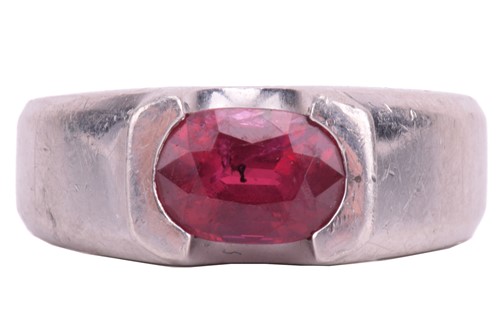 Lot 202 - A ruby single stone ring, the oval ruby...