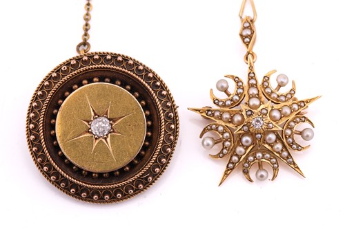 Lot 249 - Two Victorian gem-set brooches; including an...