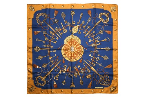 Lot 370 - Hermès - 'Les Clés (The Keys)' silk square...