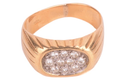 Lot 19 - A diamond-set signet style ring, the oval ring...