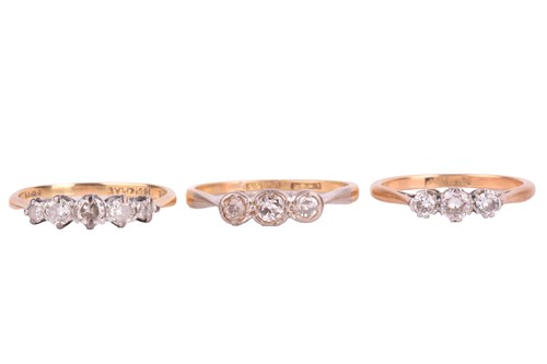 Lot 236 - Three diamond-set rings; comprising a...