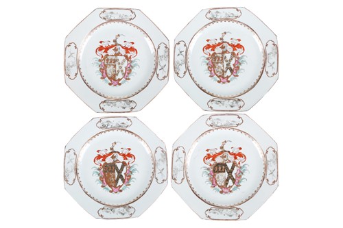 Lot 139 - A set of four Chinese porcelain armorial...