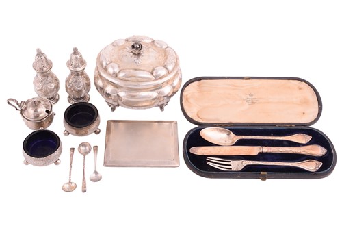 Lot 429 - A continental white metal tea caddy; of lobed...