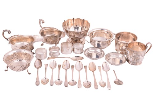 Lot 441 - A pair of silver sauce boats, with crimped...