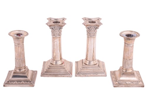 Lot 397 - A pair of Edwardian silver Corinthian column...
