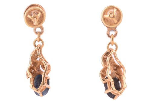 Lot 79 - A pair of sapphire and diamond drop earrings...