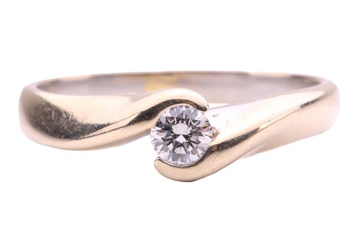 Lot 72 - A diamond solitaire cross-over ring, set with...