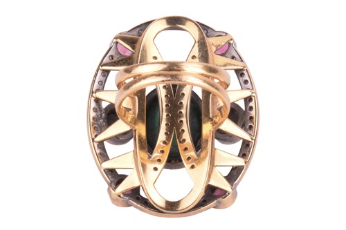 Lot 52 - A tourmaline and diamond cocktail ring, the...