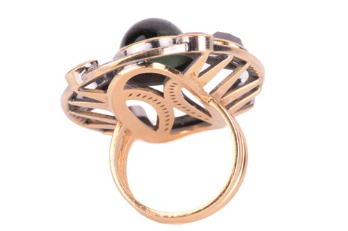 Lot 52 - A tourmaline and diamond cocktail ring, the...