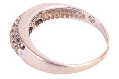 Lot 54 - A three-row diamond dress ring, centred with a...