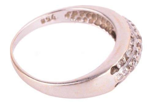 Lot 54 - A three-row diamond dress ring, centred with a...