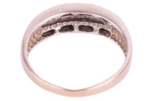 Lot 54 - A three-row diamond dress ring, centred with a...