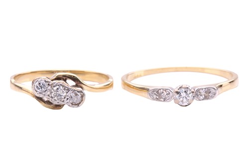 Lot 218 - Two diamond rings; a single-stone diamond ring...