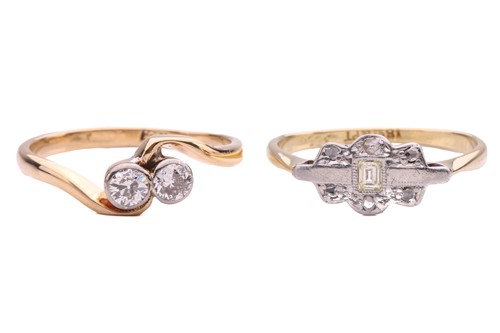 Lot 152 - Two diamond rings; including a diamond two...