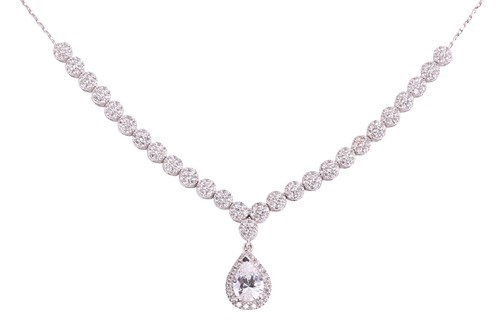 Lot 128 - A pendant necklace set with cubic zirconia,...