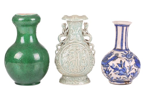 Lot 120 - A Chinese celadon glazed porcelain baluster...
