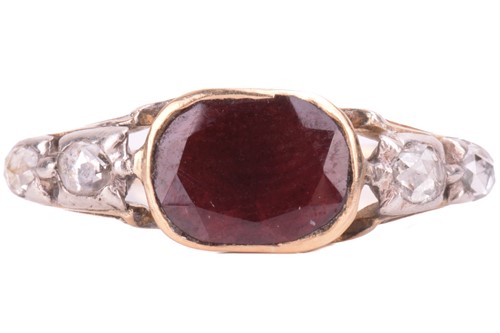 Lot 20 - A George III garnet and diamond ring,...